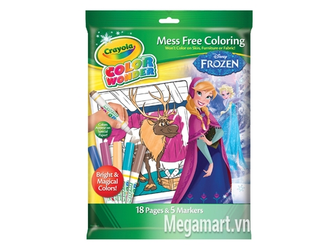 Vỏ hộp đựng Crayola Bộ bút lông Color Wonder 5 bút và giấy tô màu 18 trang