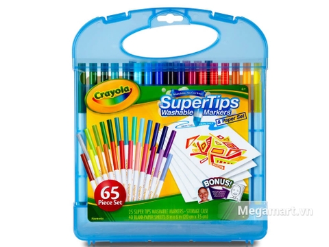 Crayola Bộ bút lông tô màu Supertips 25 bút lông và 40  tờ giấy tô màu dành cho bé yêu vẽ tranh