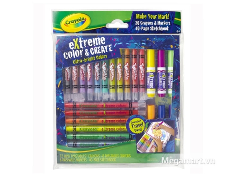 Túi đựng sản phẩm Crayola Bộ dụng cụ 26 bút kèm giấy tập vẽ