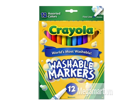Hình ảnh vỏ ngoài của Crayola Bút lông 12 màu nét mảnh - tẩy rửa được