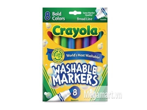 Hộp đựng Crayola Bút lông nét dày loại 8 màu - tẩy rửa được