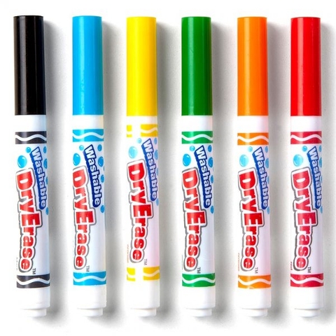 Bộ 6 màu bút trong Crayola Bút lông viết bảng 6 màu - tẩy rửa được