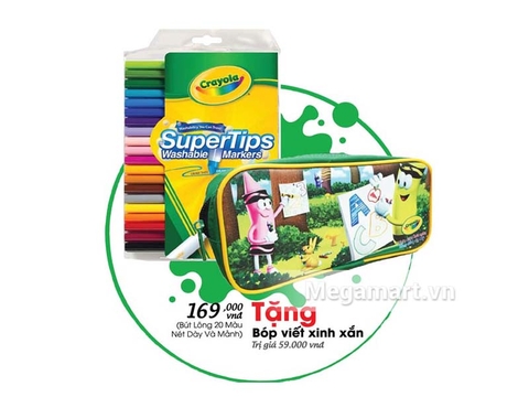 Đồ chơi Crayola Combo Bút lông 20 màu và bóp viết Crayola