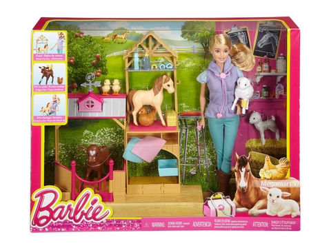 Barbie Bộ đồ chơi trang trại thú y DHB71 - Vỏ ngoài hộp sản phẩm
