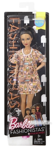 Barbie Fashionistas - Dáng nhỏ, áo hình kem Vỏ hộp sản phẩm từ bên ngoài