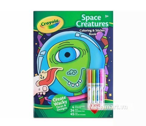 Thiết kế ấn tượng của Crayola Bộ bút lông 4 màu và giấy tô màu 2 mặt