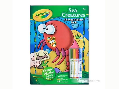 Hình ảnh vỏ hộp bộ Crayola Bộ bút lông 4 màu và giấy tô màu 2 mặt