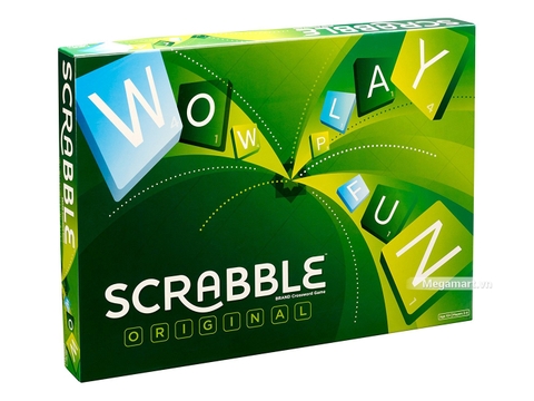 Hình ảnh vỏ hộp bộ Mattel Games Scrabble Trò chơi ghép chữ tiếng Anh