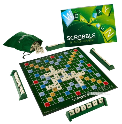 Thiết kế ấn tượng của Mattel Games Scrabble Trò chơi ghép chữ tiếng Anh