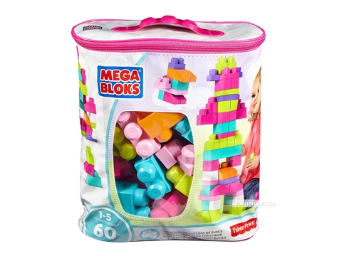 Hình ảnh vỏ hộp bộ Mega Bloks Xếp khối cơ bản túi lớn hồng (60 khối)