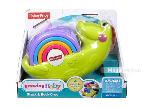 Vỏ hộp sản phẩm đồ chơi trẻ sơ sinh Fisher Price Xếp chồng cá sấu