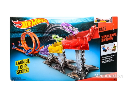 Hình ảnh vỏ hộp bộ Hot Wheels Đường đua tranh tài phóng xa