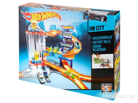 Hình ảnh vỏ hộp bộ Hot Wheels Tháp đua