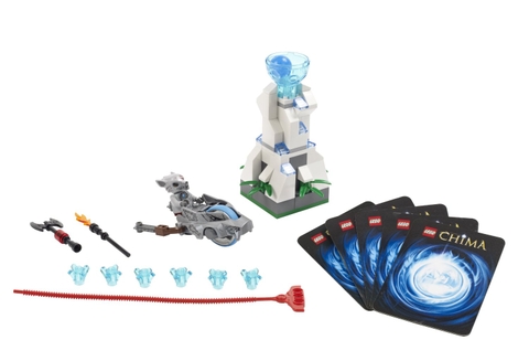 Mô hình bên trong bộ sản phẩm Lego Chima 70106 - Tháp Băng với nhiều chi tiết thú vị rất hấp dẫn các bé như mô hình nhân vật, vũ khí, thẻ bài và vũ khí CHI huyền thoại