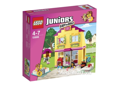 Vỏ hộp màu hồng tím của đồ chơi Lego Juniors 10686 - Nhà ở gia đình