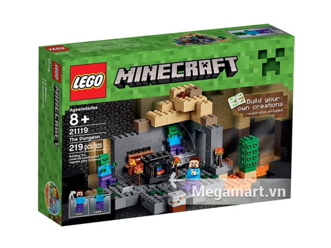 Hình ảnh bên ngoài vỏ hộp bộ đồ chơi Lego Minecraft 21119 - Ngục tối bí ẩn