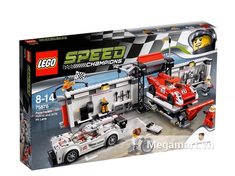 Hộp đựng bộ xếp hình Lego Speed Champions 75876 - Xe Đua Porsche 919 Hybrid Và Xe Đua 917K Pit Lane