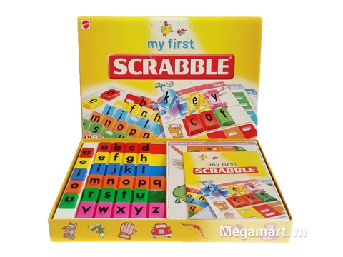 Hình ảnh vỏ hộp bộ Mattel Games Scrabble tiếng Anh cơ bản