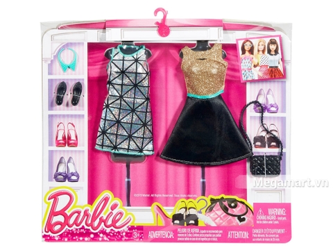 Barbie Bộ sưu tập thời trang váy bạc và vàng đen - Vỏ hộp ngoài của sản phẩm