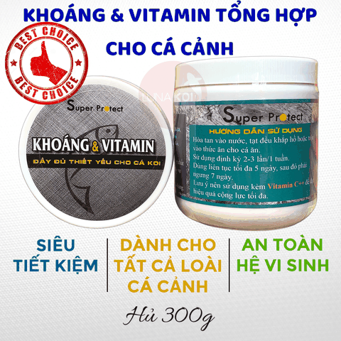 Khoáng và Vitamin hủ 300g tổng hợp cần thiết đầy đủ tốt nhất cho cá cảnh, cá Koi Super Protect