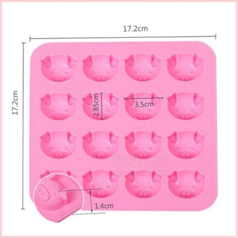Khuôn silicon 16 mặt heo ngộ nghĩnh