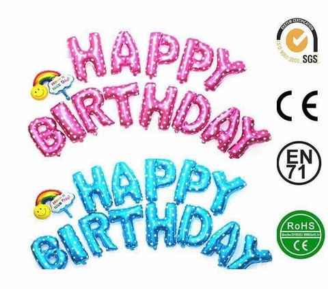 Bóng bay chữ Happy birthday màu hồng