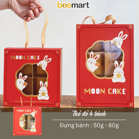 Bộ túi hộp trung thu Thỏ đỏ 6 bánh 50-80g