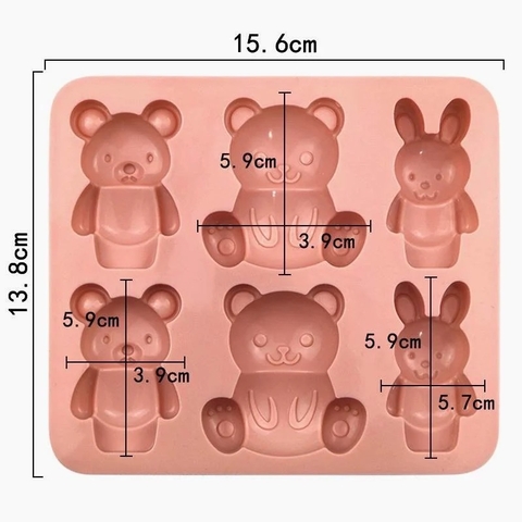 Khuôn silicon hình Gấu Thỏ 6 ô