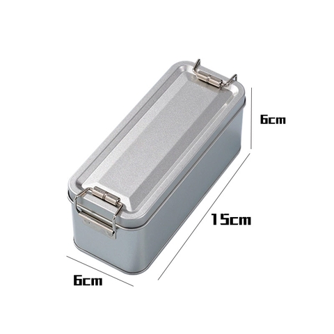 Hộp thiếc chữ nhật nắp khóa cài 15x6x6,5cm
