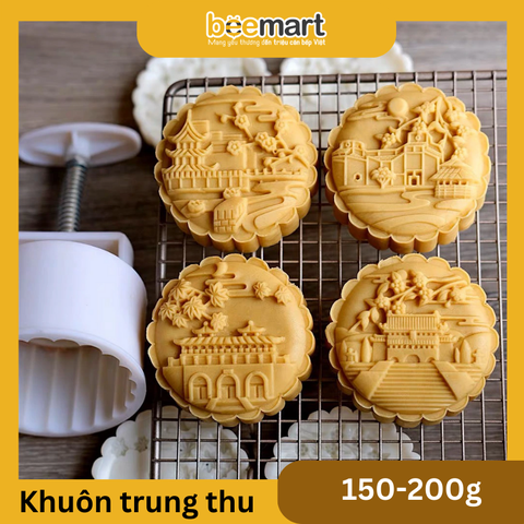 Khuôn trung thu lò xo 4 mặt cung đình 200g