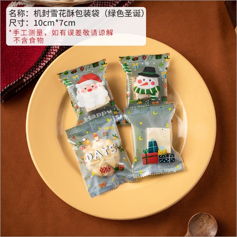 Túi đựng cookie noel tone xanh 7*10cm (20c)