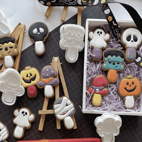 Bộ 6 khuôn nhấn cookies que kem halloween