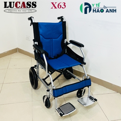 xe lăn du lịch lucass x63 bánh nhỏ màu xanh