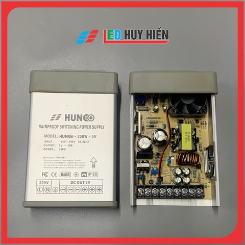 Nguồn led HUNCO 5V 70A 350W nguồn hộp vỏ nhôm 5V70A ngoài trời