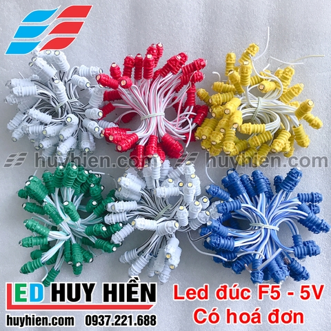 Led đúc F5 bọc nhựa chống nước (đế 9mm) Các màu (điện áp 5V)