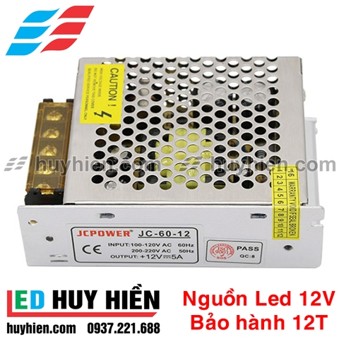Nguồn led  HUNCO 12V - 5A trong nhà (Vỏ sắt)