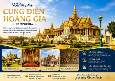 Cung điện Hoàng gia – Điểm đến không thể bỏ lỡ khi đến Campuchia