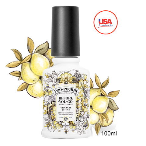 Xịt khử mùi trước khi đi vệ sinh Poo-Pourri Before-You-Go Toilet Spray, Original Citrus, 100ml - Chanh + cam bergamot + Sả