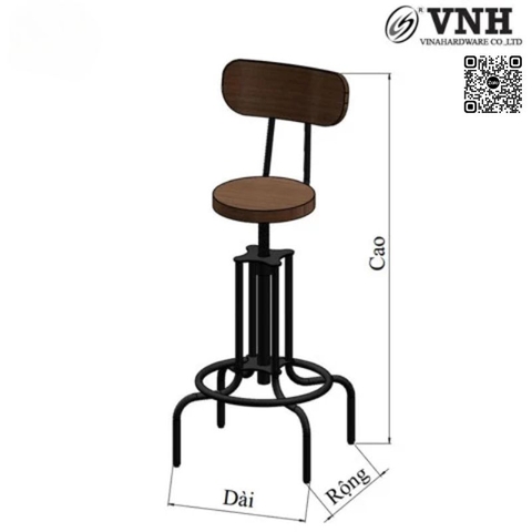 Khung ghế quầy bar cao 7500mm, sơn đen tĩnh điện - VNH00751