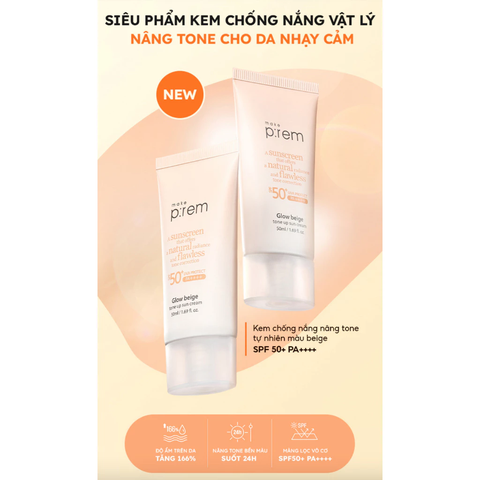 Kem chống nắng Make P:rem Glow Beige Tone Up SPF50+ PA++++ 50 ml