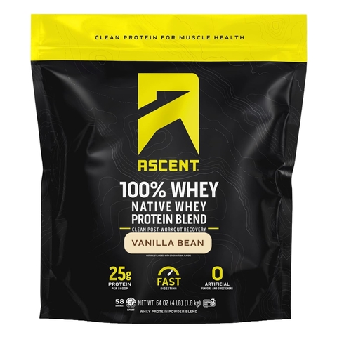 Ascent 100% Whey Native Whey Protein Blend - 4 Lbs (1.8 Kg)