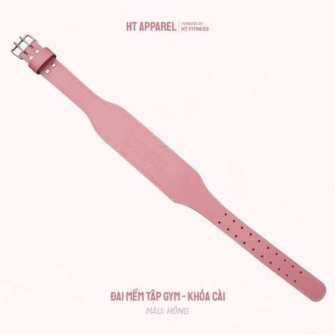 HT Apparel Leather Belt - Đai lưng tập Gym Khóa Cài - Pink Color