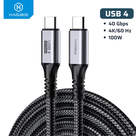 Dây Chuyển Type-C Thunderbolt 4 (5K@60HZ, Tốc Độ 40Gbps, Sạc Nhanh PD100W) Hagibis 707260