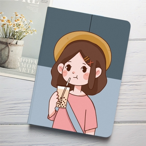 Ốp iPad Họa Tiết Cô Gái Trà Sữa (S36)