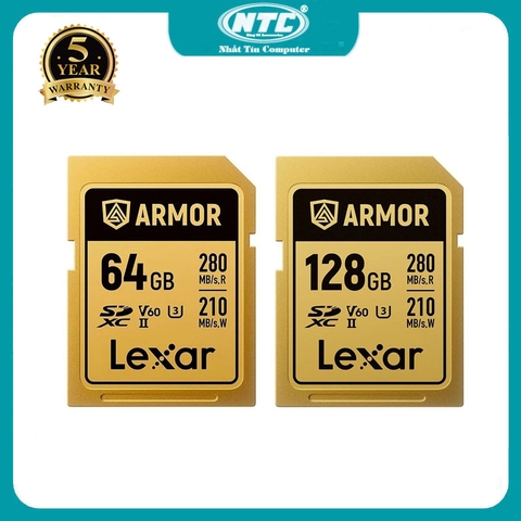 Thẻ nhớ Máy Ảnh SDXC Lexar ARMOR 64GB / 128GB UHS-II U3 4K V60 Đọc 280MB/s, Ghi 210MB/s (Gold Series)