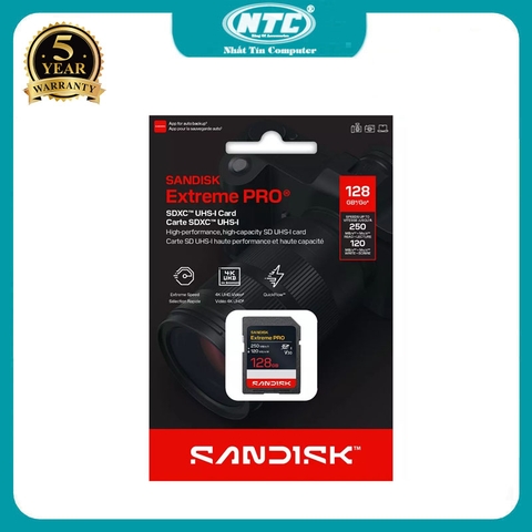 [MẪU MỚI] Thẻ nhớ Máy ảnh SDXC SanDisk Extreme Pro 128GB U3 V30 đọc 250MB/s ghi 120MB/s hỗ trợ 4K UHD