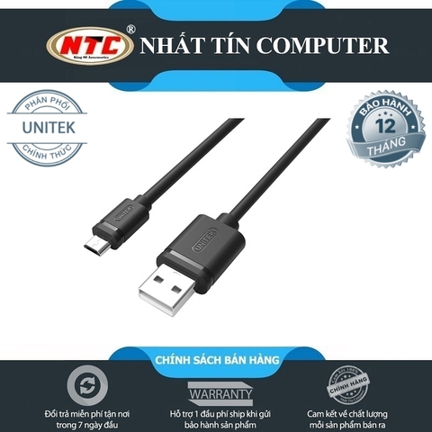 Cáp sạc microUSB Unitek Y-C454GBK dài 50cm - bảo hành 12 tháng (Đen)