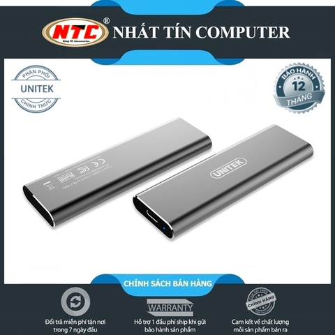 Box ổ cứng SSD M2 NVMe Unitek S1201A chuẩn 3.1 hỗ trợ đến 5Gbps (Xám)