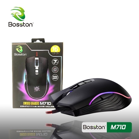 Chuột gaming có dây Bosston M710 thiết kế công thái học đèn LED RGB - DPI 3200 4 mức chỉnh