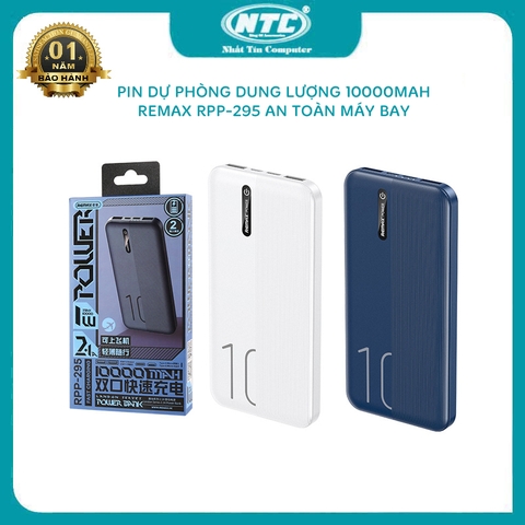 Pin dự phòng 10000mAh Remax RPP-295 tích hợp 2 cổng out 2 cổng in (màu ngẫu nhiên)